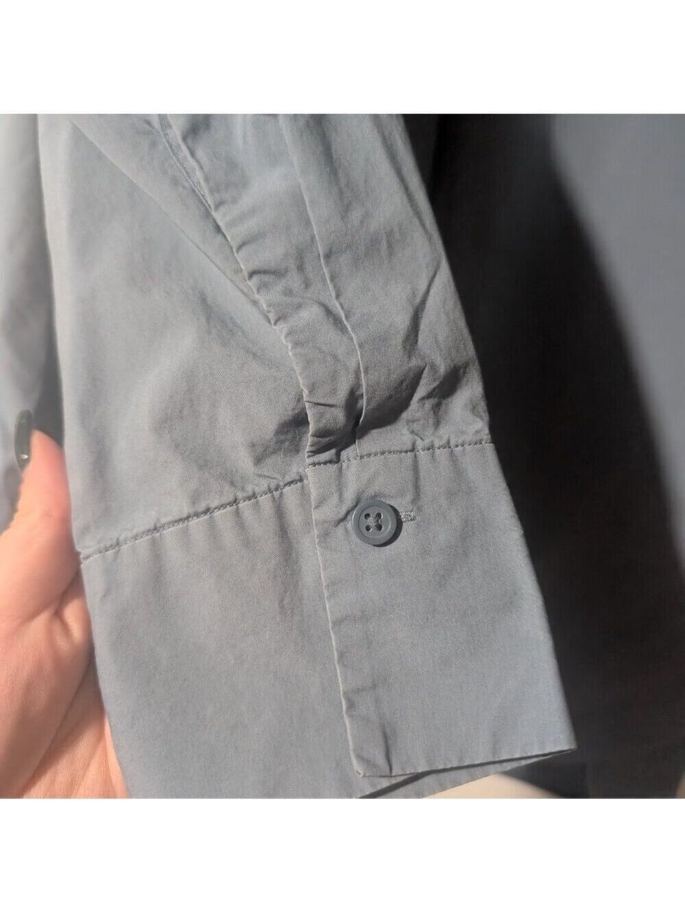 COS | Long Rounded Hem Blouse In Blue - Picture 6 of 12